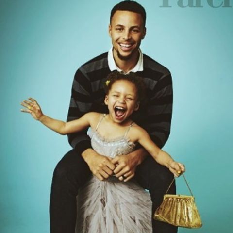 Riley Curry with her dad, Stephen Curry